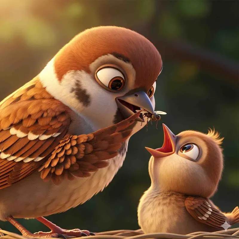 Emotive 3D Bird Character Scenes