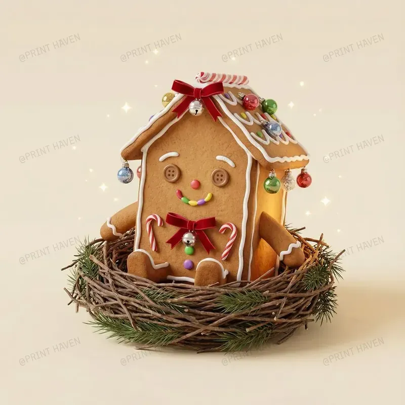 Whimsical 3D Gingerbread Characters