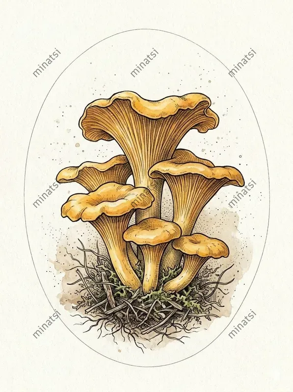 Vintage Botanical Mushroom Oval Art