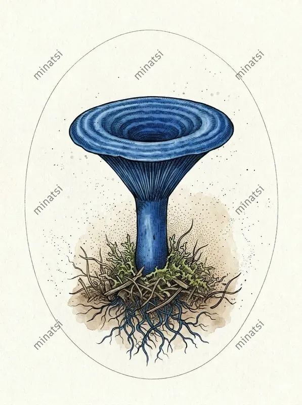 Vintage Botanical Mushroom Oval Art