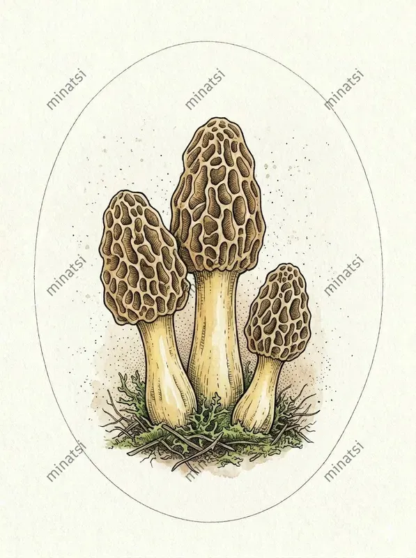 Vintage Botanical Mushroom Oval Art