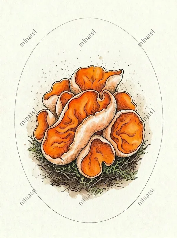 Vintage Botanical Mushroom Oval Art