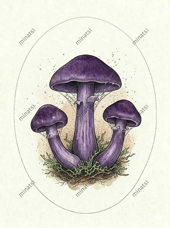 Vintage Botanical Mushroom Oval Art