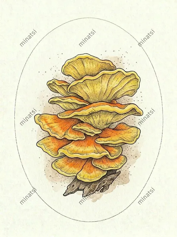 Vintage Botanical Mushroom Oval Art
