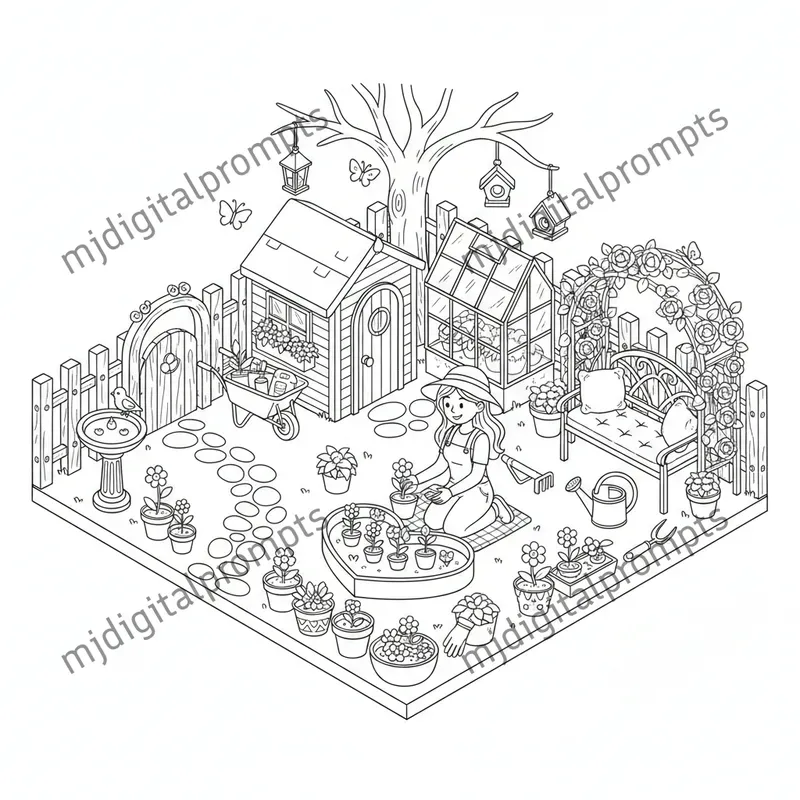 Custom 3D Isometric Coloring Pages