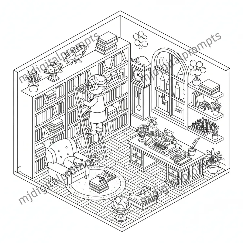 Custom 3D Isometric Coloring Pages