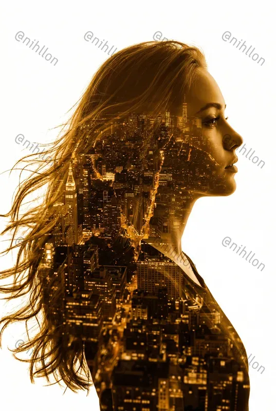 Double Exposure Profile Portraits