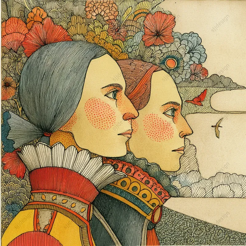 Whimsical Medieval Folk Art Style