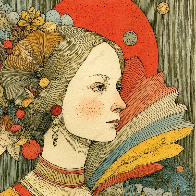 Whimsical Medieval Folk Art Style