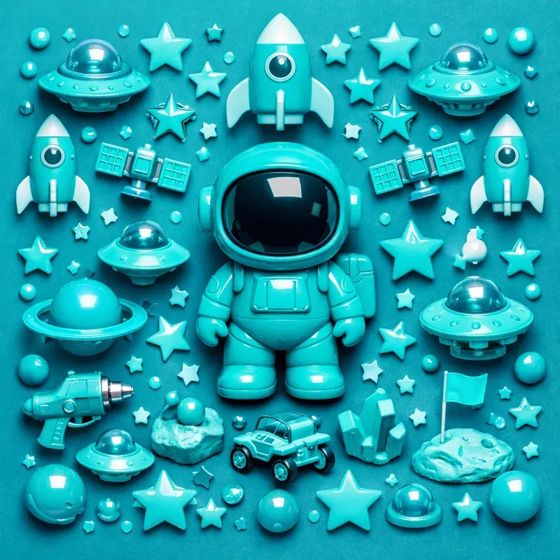 Vibrant Toy Flatlay Dreamscape Art