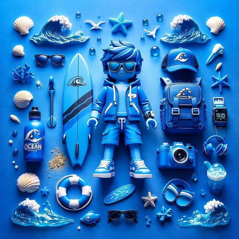 Vibrant Toy Flatlay Dreamscape Art