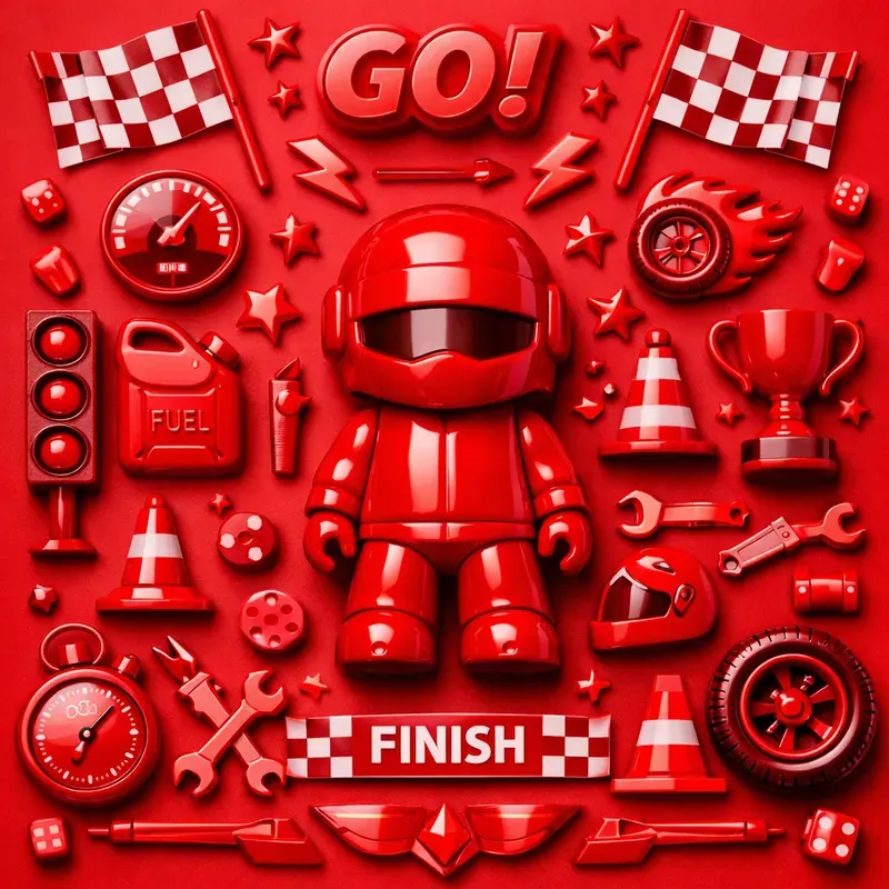 Vibrant Toy Flatlay Dreamscape Art