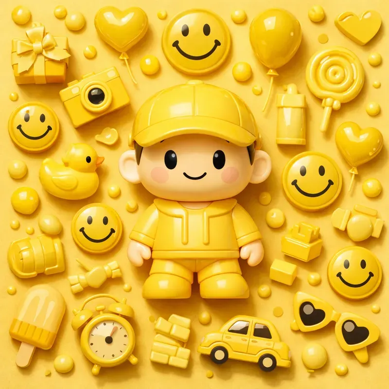 Vibrant Toy Flatlay Dreamscape Art