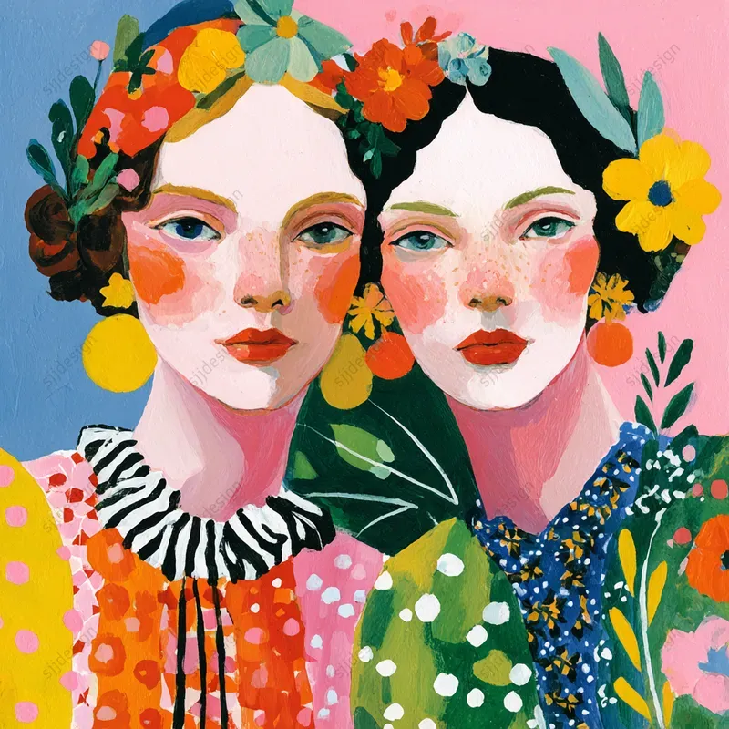 Maximalist Floral Portrait Art