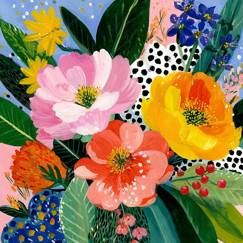 Maximalist Floral Portrait Art