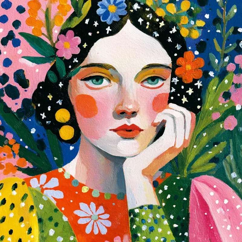 Maximalist Floral Portrait Art