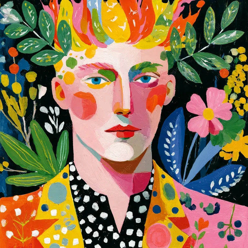 Maximalist Floral Portrait Art
