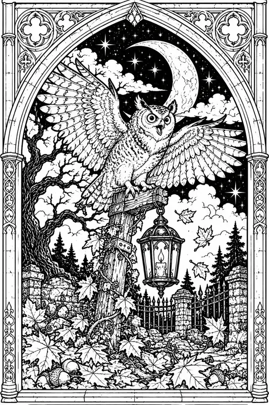 Gothic Arch Halloween Coloring Pages