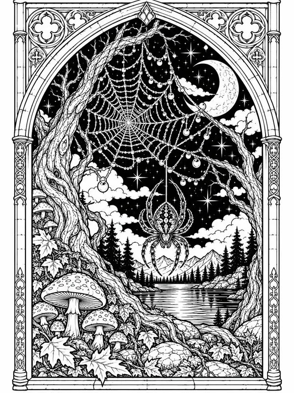 Gothic Arch Halloween Coloring Pages