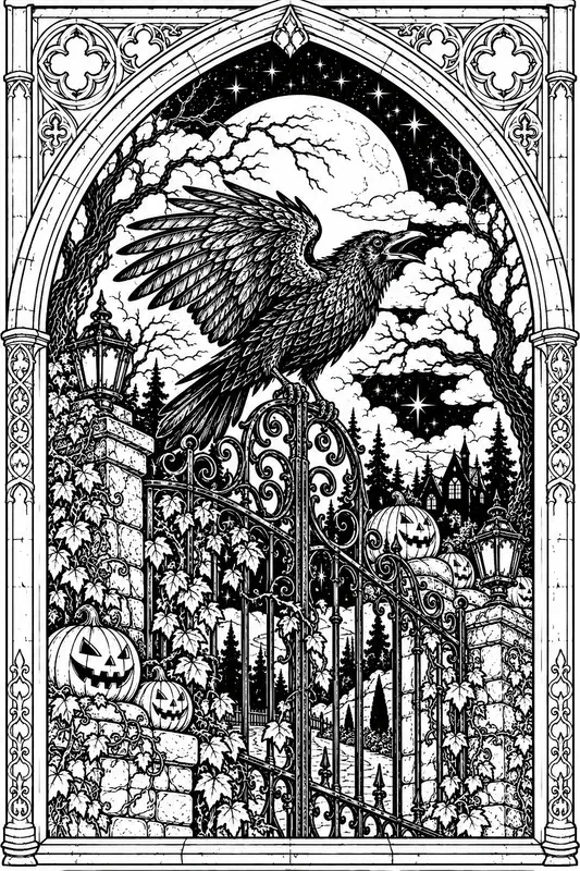 Gothic Arch Halloween Coloring Pages