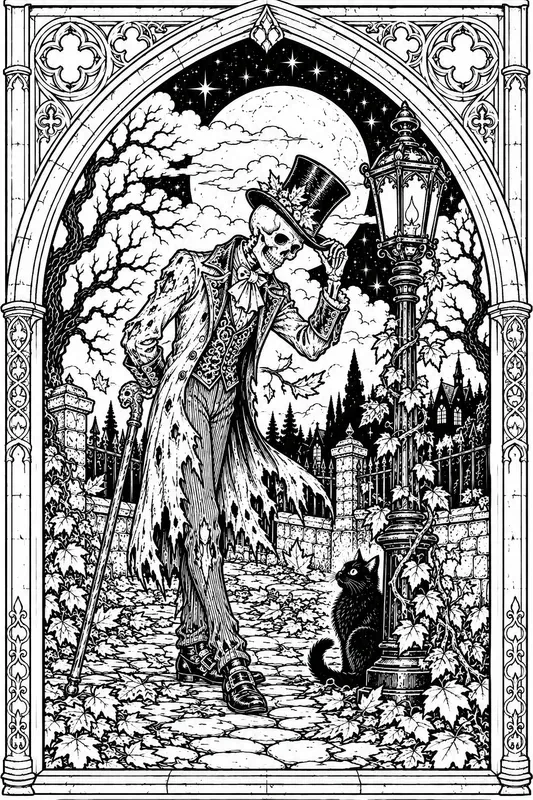 Gothic Arch Halloween Coloring Pages