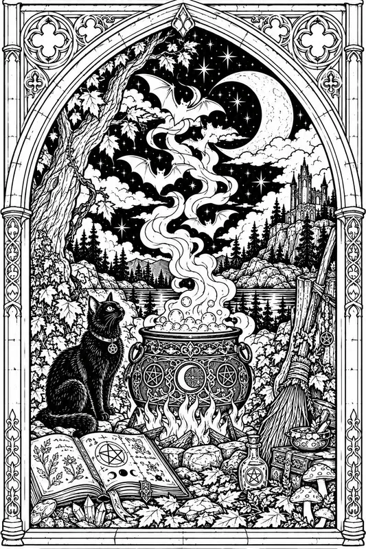 Gothic Arch Halloween Coloring Pages
