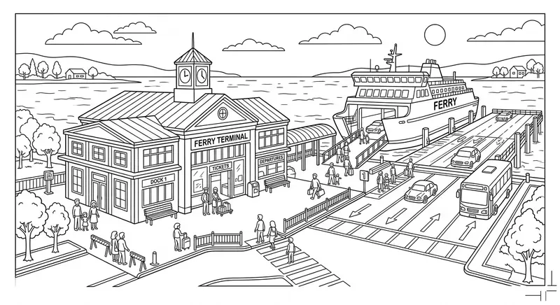 Urban Transit Coloring Scenes
