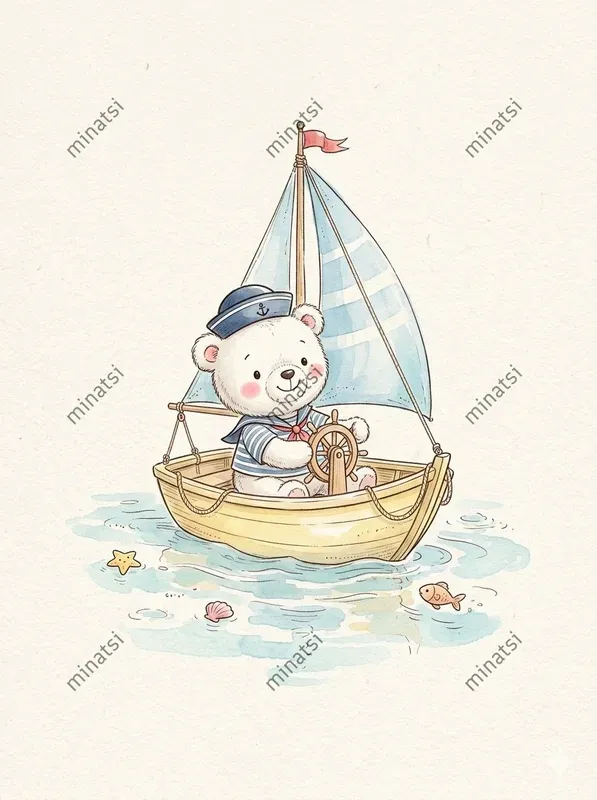 Pastel Nautical Animal Watercolor Art