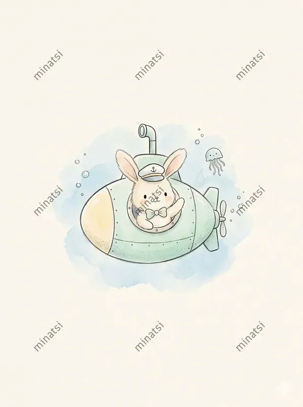 Pastel Nautical Animal Watercolor Art