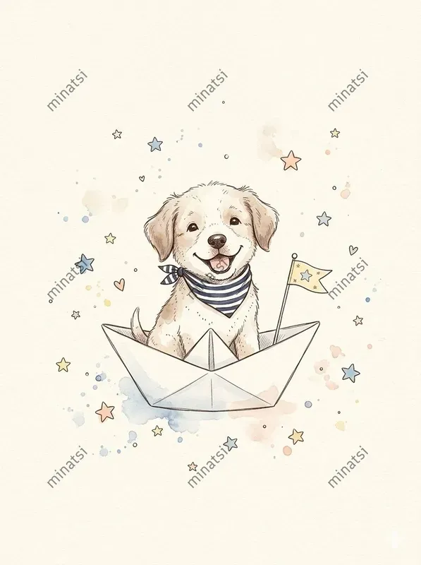 Pastel Nautical Animal Watercolor Art