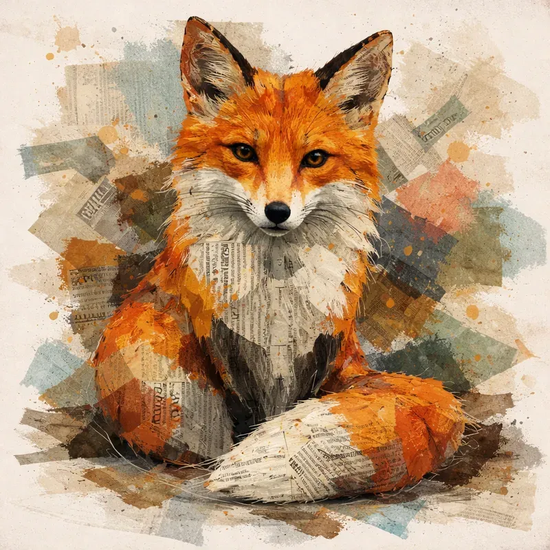 Mixed Media Collage Animals