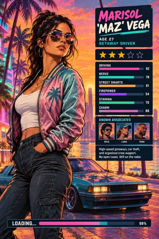 Openworld Crime Game Loading Cards