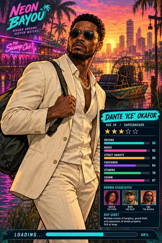 Openworld Crime Game Loading Cards