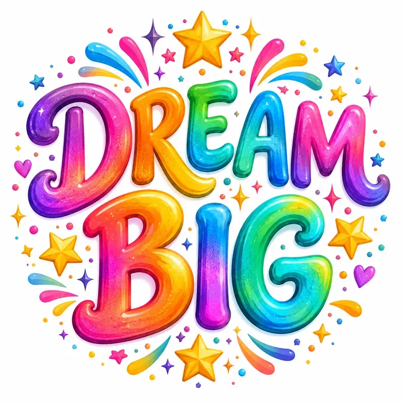 Whimsical Rainbow Word Art