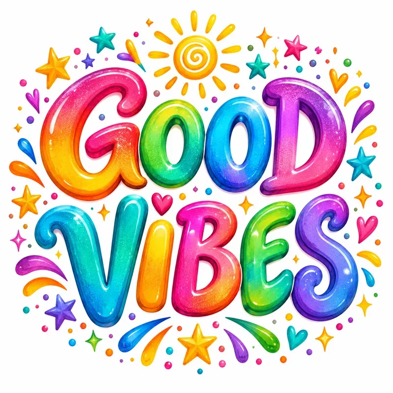 Whimsical Rainbow Word Art