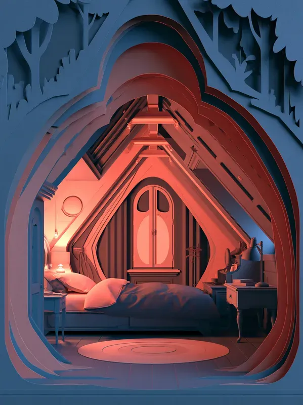 Paper Diorama Cozy Room Scenes