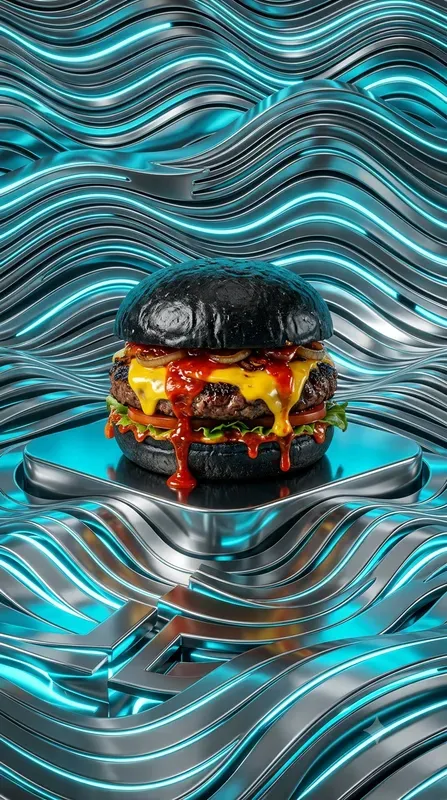 Chrome Liquid Cyan Neon Sns Food Stages