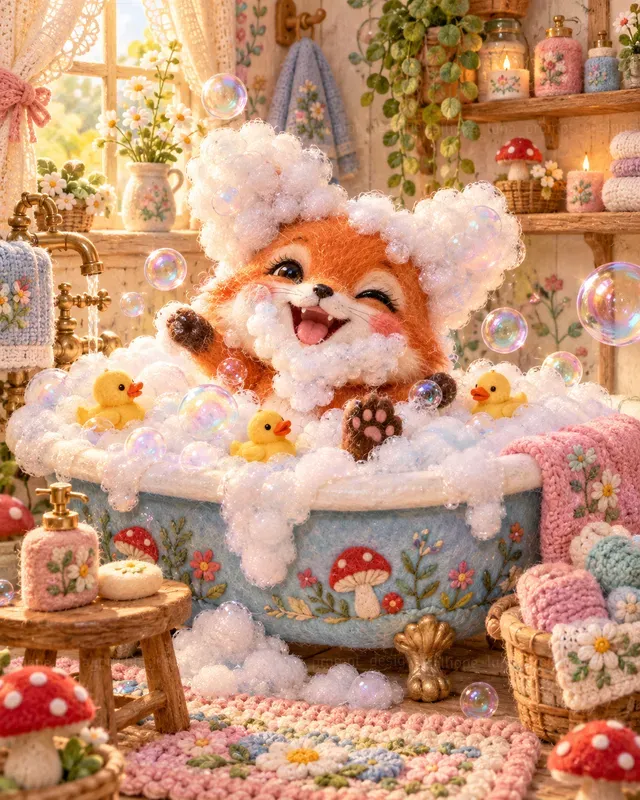 Needle Felt Bubble Bath Animals