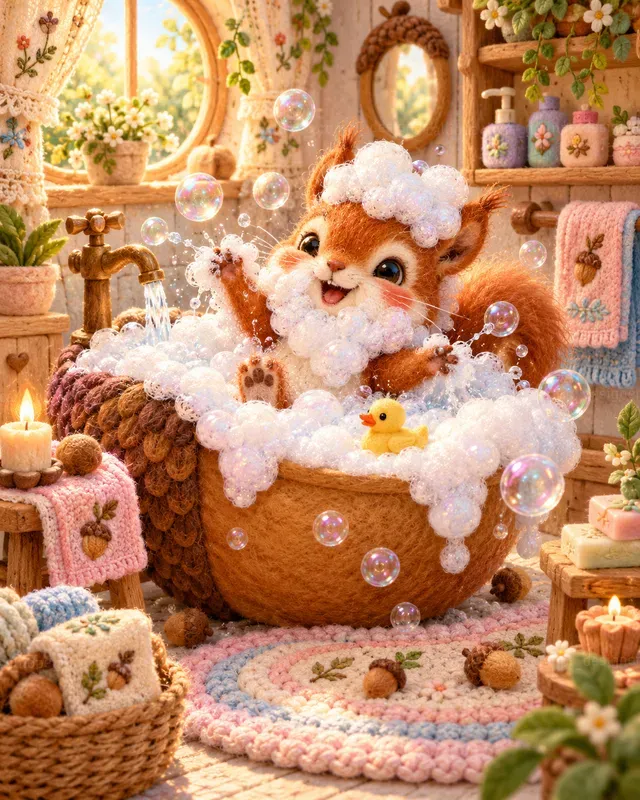 Needle Felt Bubble Bath Animals