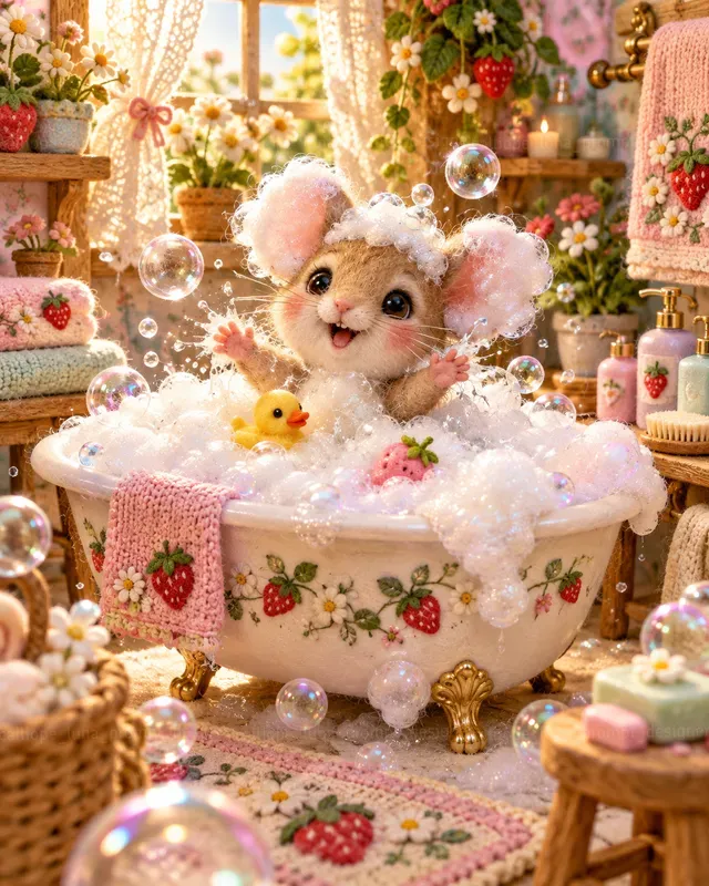 Needle Felt Bubble Bath Animals