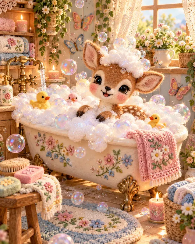 Needle Felt Bubble Bath Animals