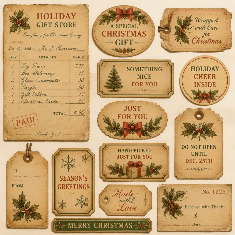 Vintage Christmas Receipt Ephemera