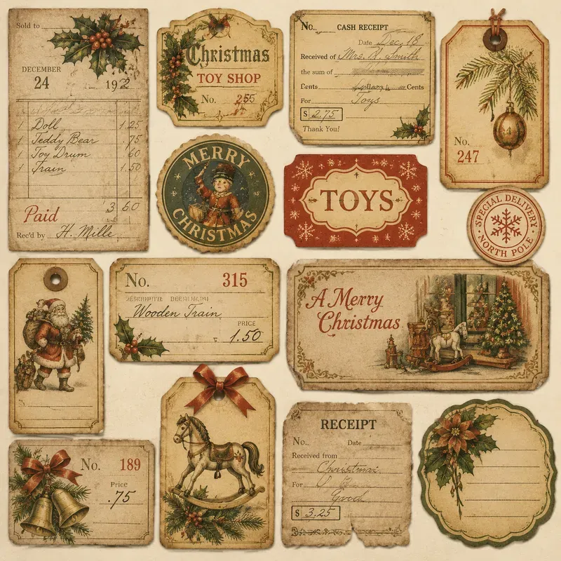 Vintage Christmas Receipt Ephemera