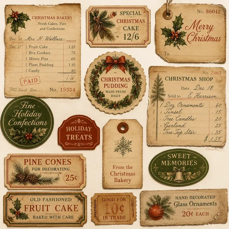 Vintage Christmas Receipt Ephemera
