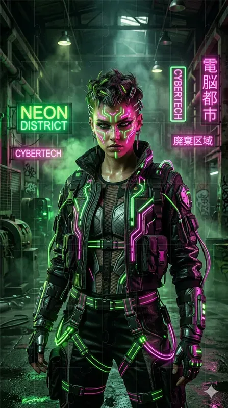 Cyberpunk Neon Fashion Photography