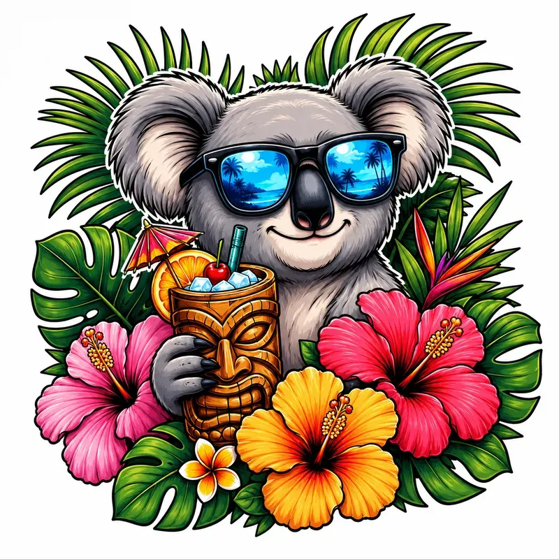 Tropical Summer Animals Vector Mascots