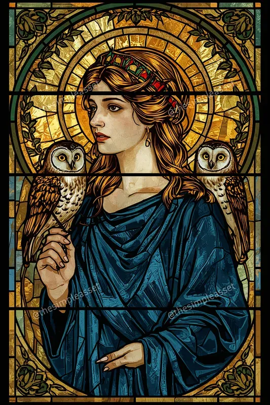 Art Nouveau Greek Goddess Stained Glasses
