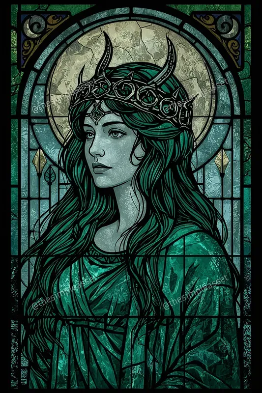 Art Nouveau Greek Goddess Stained Glasses
