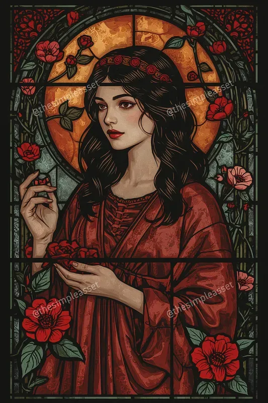 Art Nouveau Greek Goddess Stained Glasses