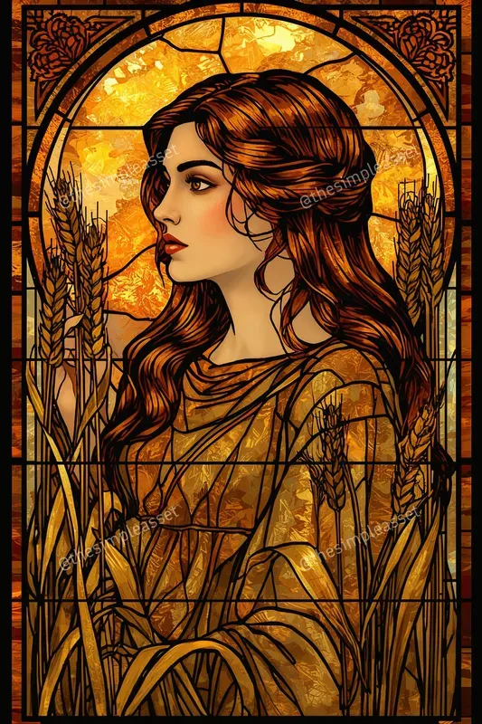 Art Nouveau Greek Goddess Stained Glasses
